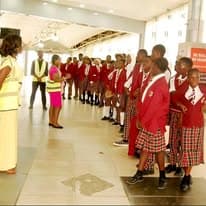 Students lined up on a school excursion